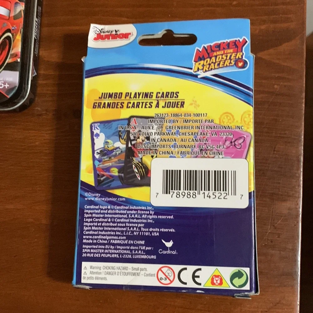 Disney Pixar Cars Puzzle and Mickey Mouse Jumbo Playing Cards Set